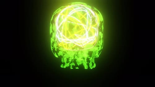 Green Skull Bright Mind Vj Loop Background 4K