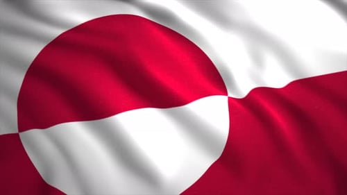 Animated Waving Greenland Flag with Realistic Fabric Detail