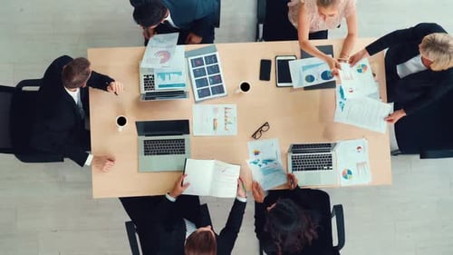 Business People Group Meeting Shot From Top View