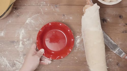 Step by step. Making pie crust from scratch to bake pumpkin pie.