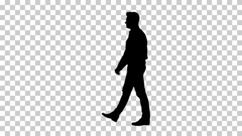 Silhouette man walking, Alpha Channel