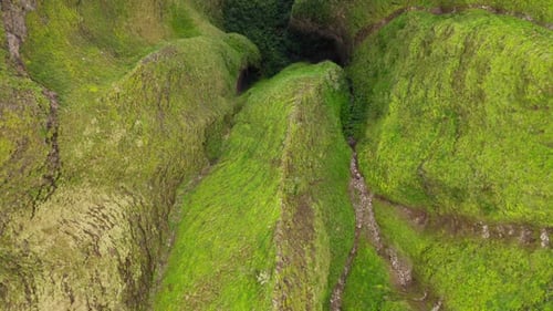Na Pali Coast State Park. Hawaii Nature. Unusualy Shaped Volcanic Slopes. USA