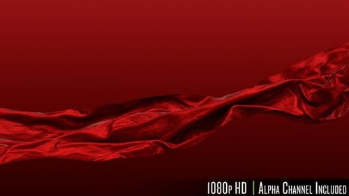 Red Satin Fabric Cloth Waving in the Wind with Alpha Channel