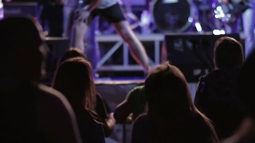 Rock Concert Audience Watches Dimly Lit Performance
