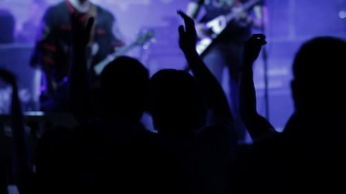 Silhouetted Crowd Enjoying a Live Concert Performance