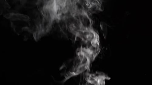 Abstract White Smoke Drifting on Black Background