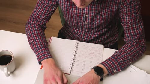 Close Up Man Using Laptop Online Working Studying From Home on Internet Man Typing on Laptop