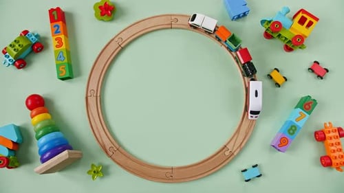 Kinderspielzeug-Eisenbahn aus Holz