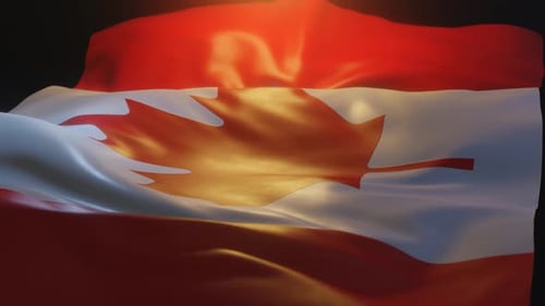 Realistic Canadian Flag Waving Animation Loop