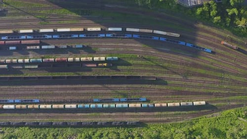 Empty Platforms and Railway Tanks on an Industrial Railway Siding