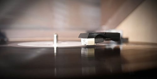 Record Player Needle on Vinyl Close Up