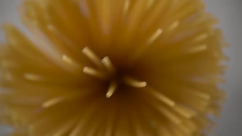 Close Up of Uncooked Spaghetti Bundle Held in Hand