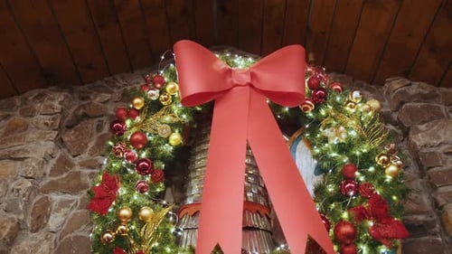 Christmas Wreath Decoration with Ornaments and Bow
