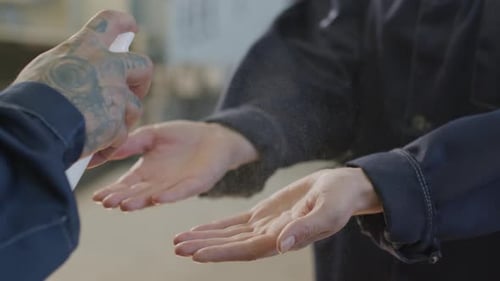 Disinfecting Hands With Sanitizer Close Up