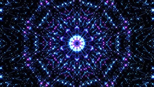 abstract lines colorful light color blue and red shining dots round shape black background