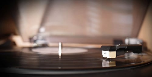 Record Player Needle on Spinning Vinyl Record