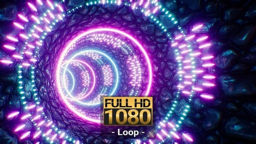 Fancy Rock Tile Neon VJ Tunnel Full HD