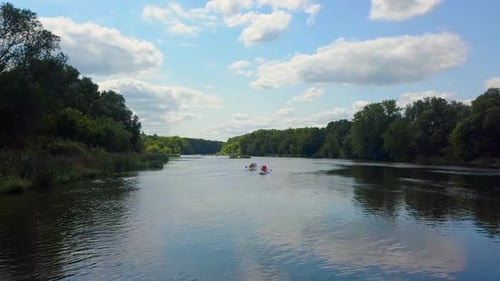 Aerial View of a Kayak Cruising a River