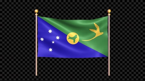 Waving Christmas Island Flag Animation with Alpha Channel