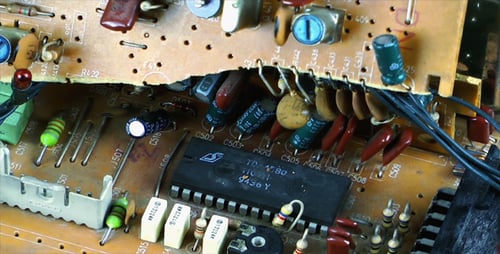 Close Up of Electronic Circuit Board Components