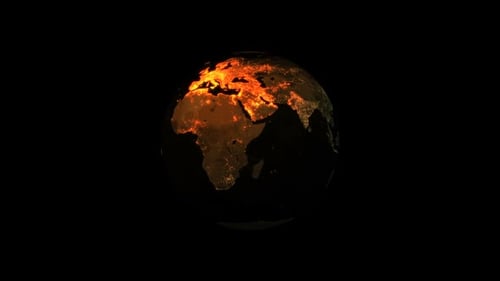 Digital Earth Globe with Glowing City Lights
