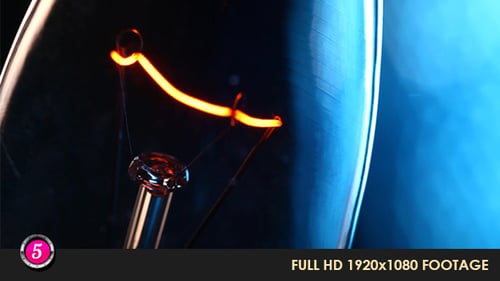 Illuminated Incandescent Lightbulb Filament Close Up