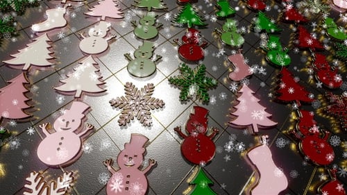 Christmas Ornaments Rotating Background Animation with Snowfall