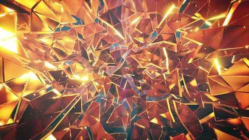 Abstract Geometric Golden Glowing Shapes Background Loop