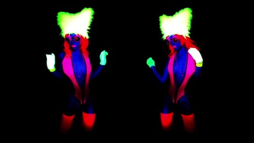Two Women in Neon Dance with Energy Two Women in Neon Dance with Energy