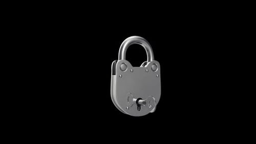 3D Animated Metal Padlock Unlocking with a Key