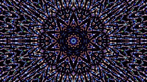 Abstract Glowing Geometric Kaleidoscope Background Loop