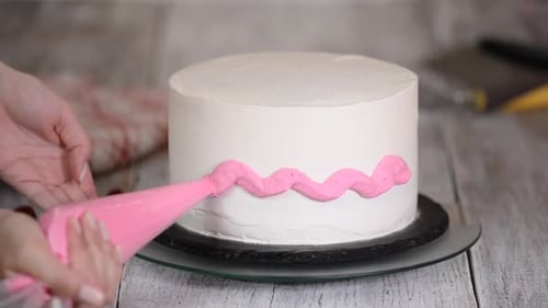 Cake Decorating with Pink Frosting