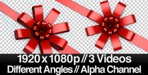 Elegant Red Gift Ribbon Bow Reveal Animation