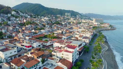 Tropical Coastal Cityscape From Above
