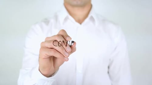 Writing Conversation Marketing on Transparent Surface