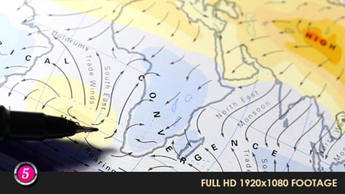 Close Up Static Map Showing Wind Patterns