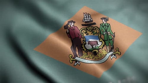 Realistic Waving Delaware State Flag Loop Animation