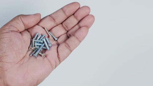 Hand Holding Large Wood Screws