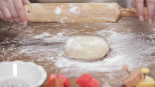 Step by step. Rolling out dough for pie crust.