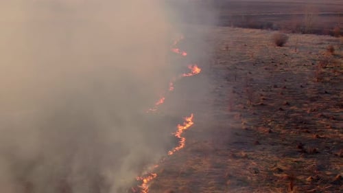 Epic Aerial View of Smoking Wild Fire