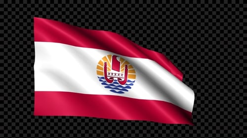 French Polynesia Flag Waving Seamless Loop with Alpha Channel