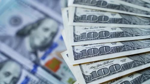 Close Up Footage of United States Hundred Dollar Bills