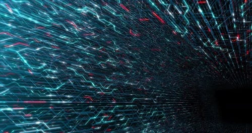 4K seamless loop abstract futuristic electronic circuit board.