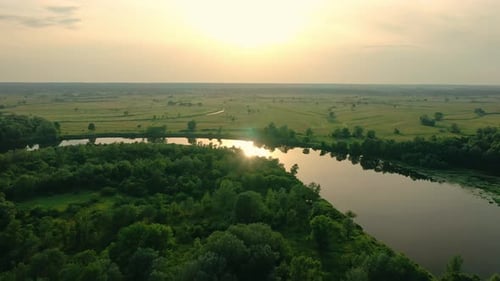 Aerial View of the River Flying Over the River