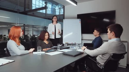 Business Presentation in a Modern Office Conference Room