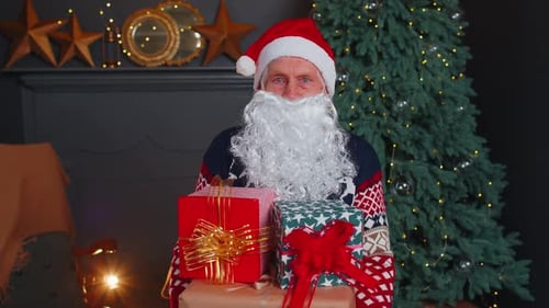 Adult Santa with Christmas Gifts