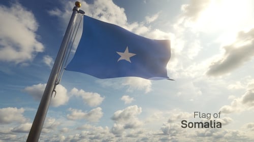 Realistic Somalia Flag Waving in Blue Sky Animation