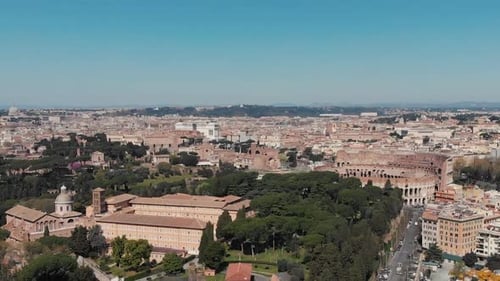 Panoramic Aerial View of Rome with the Colosseum