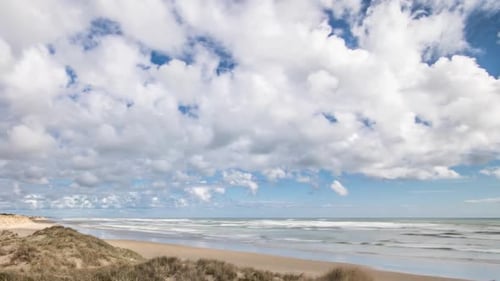 Sunny Summer in Ocean Beach with Beautiful Clouds