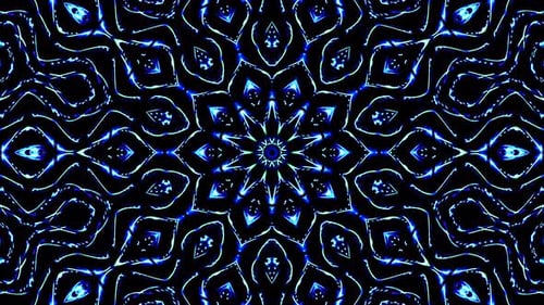 Pulsating Neon Blue Abstract Kaleidoscope Motion Background